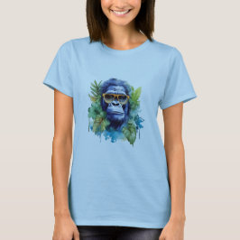 Watercolor Jungle Gorilla with Sunglasses & Blad T Shirt