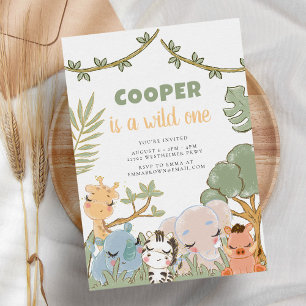 Watercolor Jungle Party Safari Birthday Inbjudningar