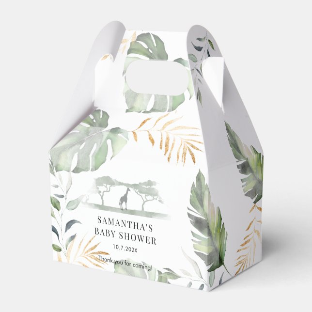 Watercolor Jungle Safari Girl Baby Shower Presentaskar (Framsidan Sidan)