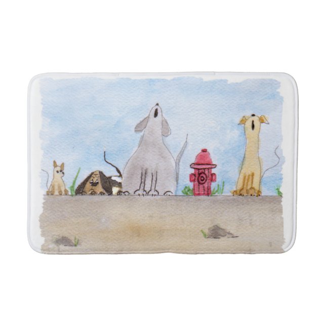 Watercolor Junkyard Hundar Bath Mat Badrumsmatta (Framsidan)