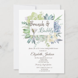 Watercolor Kaktus Martini Brunch & Bubbly Inbjudningar