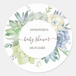 Watercolor Kaktus Sukkulenter Baby Shower Runt Klistermärke