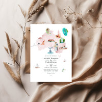 Watercolor Karta i Australien Destination Wedding