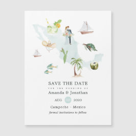 Watercolor Karta i Mexiko Destination Wedding