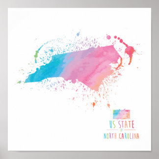 Watercolor Karta | North Carolina Poster
