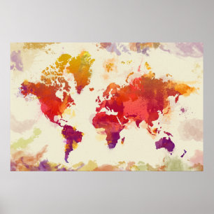 Watercolor Karta Poster