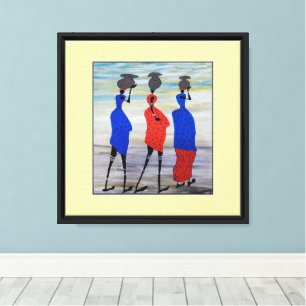 Watercolor Kenya African Art, Fortunes Carriers Canvastryck