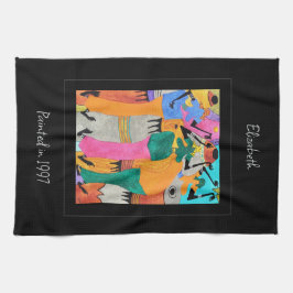 Watercolor, Kenya African Art, Joy Dance Kökshandduk