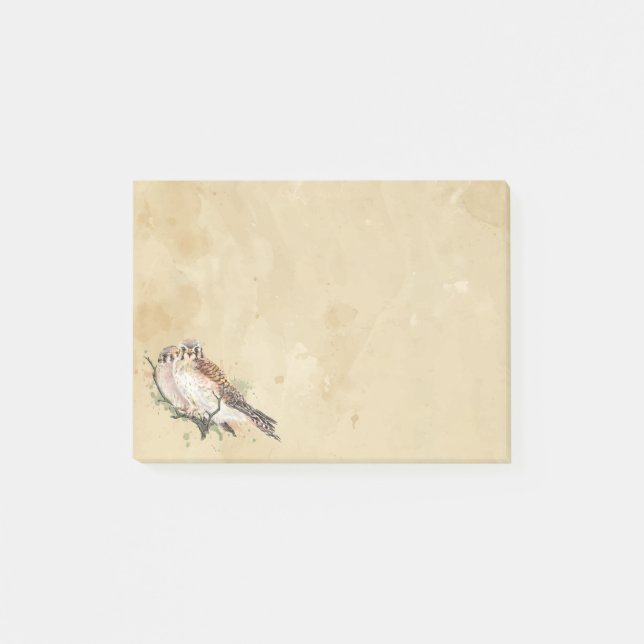 Watercolor Kestrel Falcon Bird Sparrow Hawk Post-it Block (Framsida)
