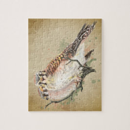 Watercolor Kestrel Falcon Wildlife Bird Art Pussel