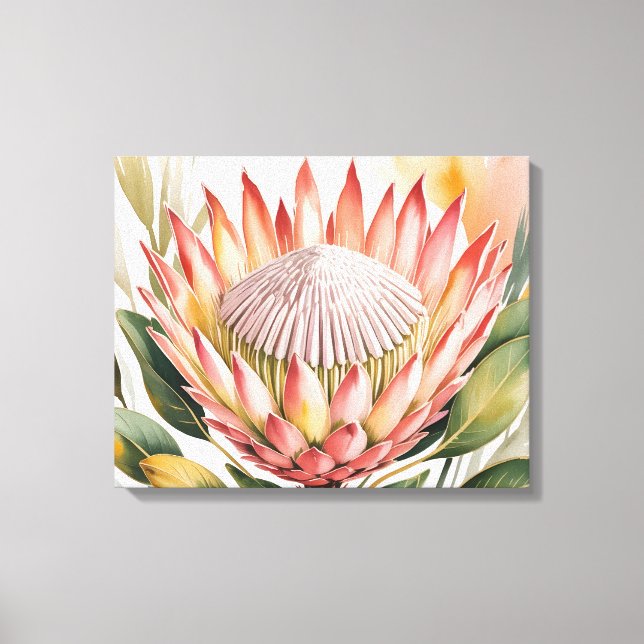 Watercolor king protea canvastryck (Framsida)