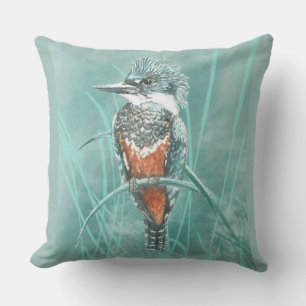 Watercolor Kingfisher Bird Wildlife Art Kudde