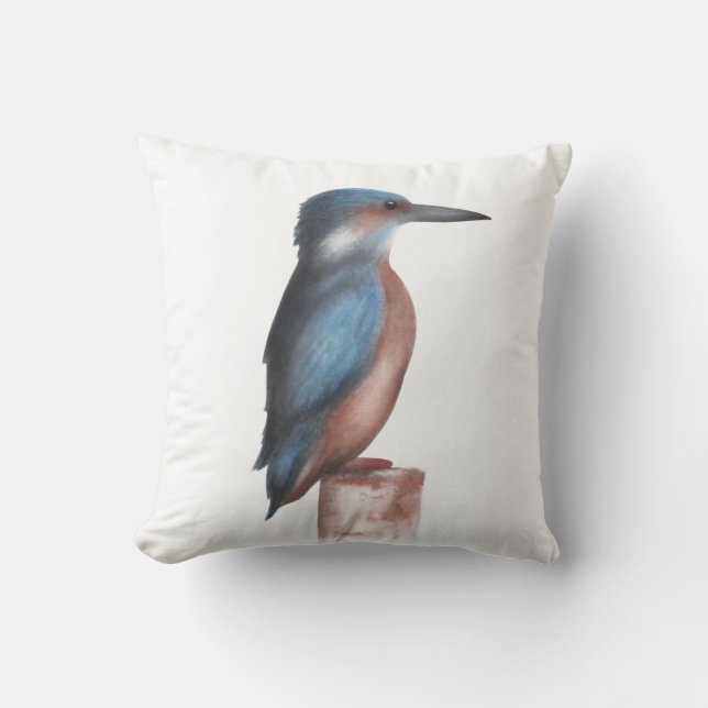 Watercolor Kingfisher Dekorativ kudde (Framsida)