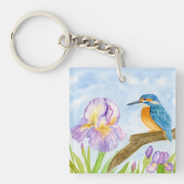Watercolor Kingfisher with Purple Irises (Framsidan)