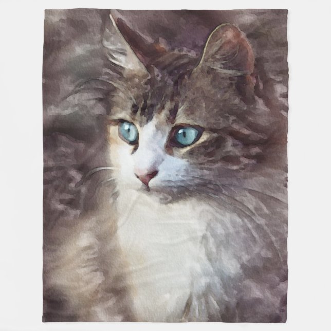 Watercolor Kitten Fleecefilt (Framsidan)