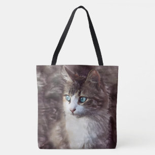 Watercolor Kitten Tygkasse