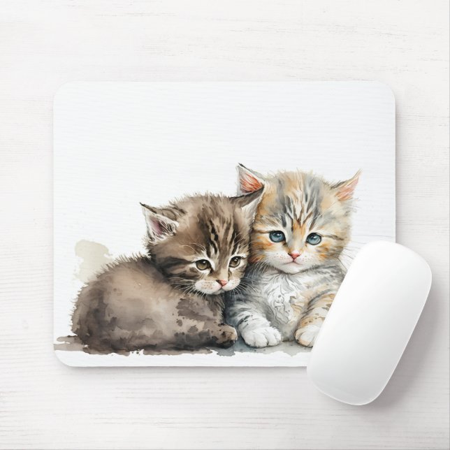 Watercolor Kittens Musmatta (Med mus)
