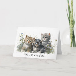 Watercolor Kittens tänker på dig Kort