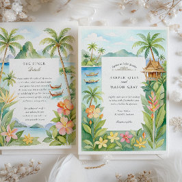 Watercolor Ko Samui Thailand Destination Wedding Inbjudningar