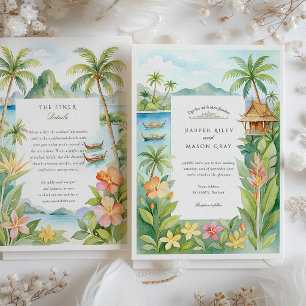Watercolor Ko Samui Thailand Destination Wedding Inbjudningar