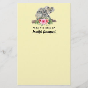Watercolor Koala Bears Cute Mamma & Baby Brevpapper
