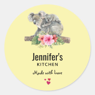 Watercolor Koala Bears Cute Mamma & Baby Kitchen Runt Klistermärke