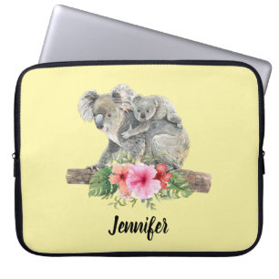Watercolor Koala Bears Cute Mamma & Baby Laptop Fodral