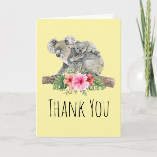 Watercolor Koala Bears Cute Mamma & Baby Tack Kort