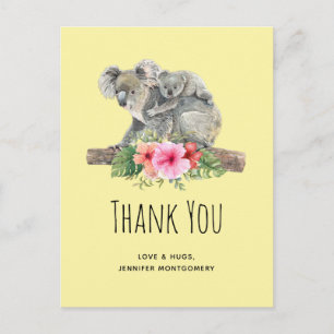Watercolor Koala Bears Cute Mamma & Baby Tack Vykort