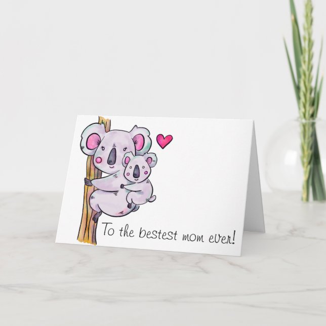 Watercolor Koalas Mors dag Card Kort (Framsida)