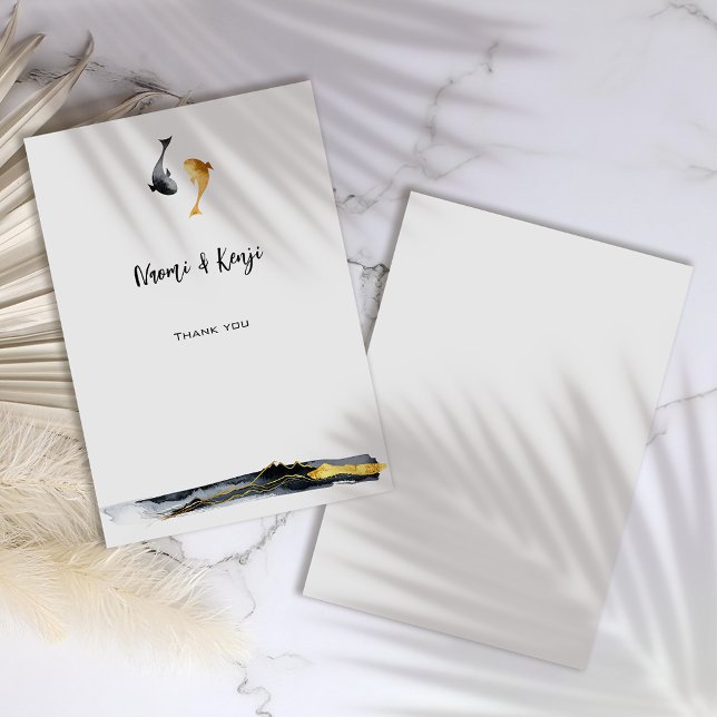 Watercolor Koi Fish Bröllop Tack Kort (Skapare uppladdad)