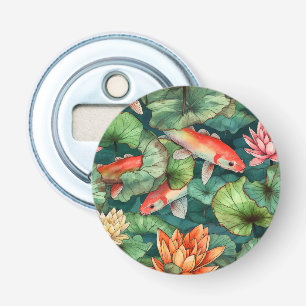 Watercolor Koi och Vatten Lilies Flaska Open er Flasköppnare