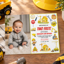 Watercolor Konstruktion 2-års födelsedagsfest