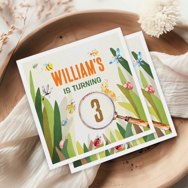 Watercolor Kryp Insekt Boy Birthday Pappersservett (Skapare uppladdad)