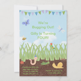 Watercolor Kryp ThBäste Birthday Inbjudan för barn