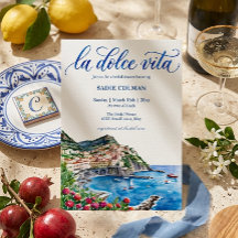 Watercolor La Dolce Vita Italiensk Bröllopsdusch