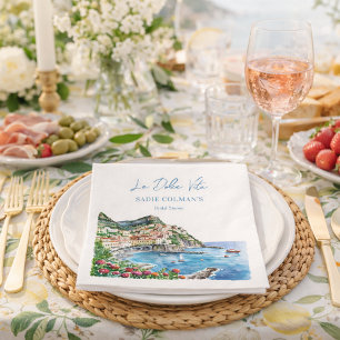 Watercolor La Dolce Vita Italienska Bröllopsdusch Pappersservett