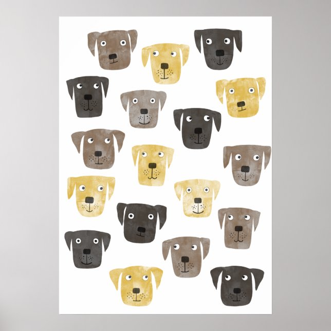 Watercolor Labour Retriever Hundar Poster (Framsidan)