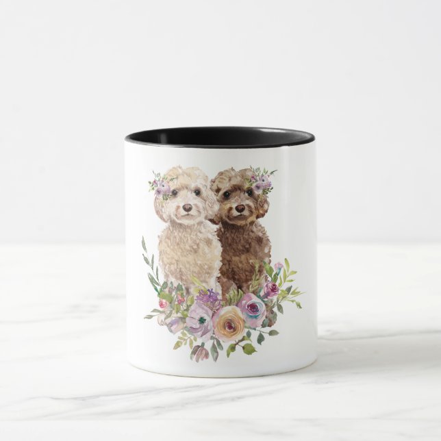 Watercolor Labradoodle /Goldendoodle Mugg (Center)
