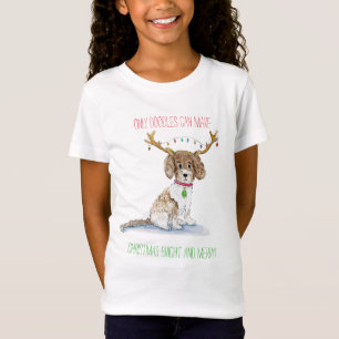 Watercolor Labradoodle jul Ljus Antlers T Shirt