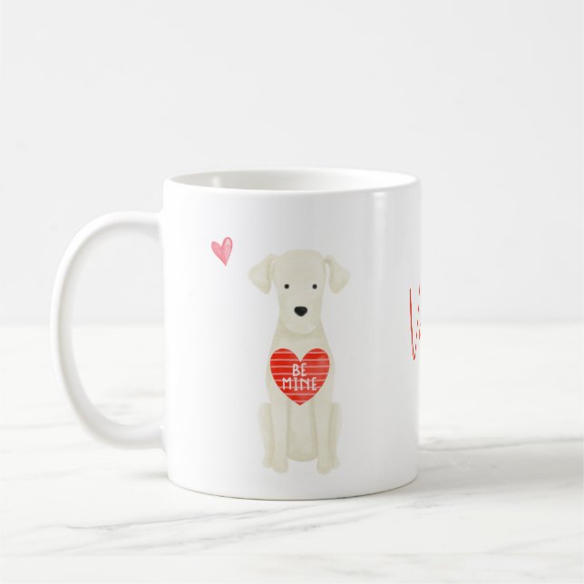 Watercolor Labrador Hund Valentine Day Coffee Mugg (Vänster)