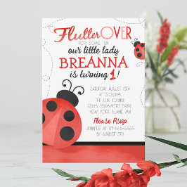 Watercolor Ladybug Birthday Inbjudningar