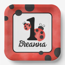 Watercolor Ladybug Birthday Square Party