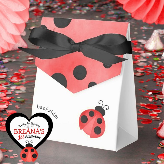 Watercolor Ladybug Birthday Treat Presentaskar (Skapare uppladdad)
