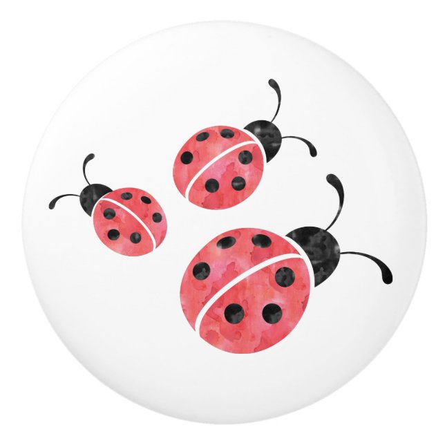 Watercolor Ladybug Ceramic Knobs Knopp (Framsidan)