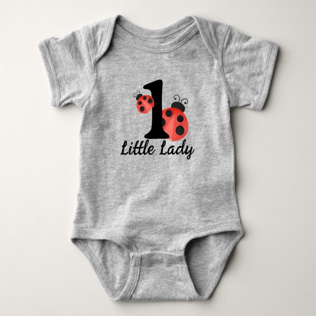 Watercolor Ladybug Little Dam Birthday Bodydräkt T Shirt (Framsida)