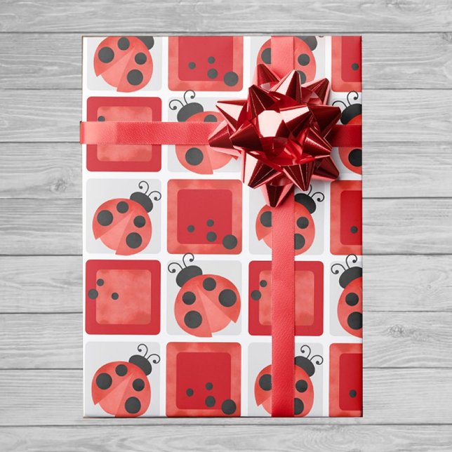 Watercolor Ladybug Party Wrapping Papper Presentpapper (Watercolor Ladybug Wrapping Paper)