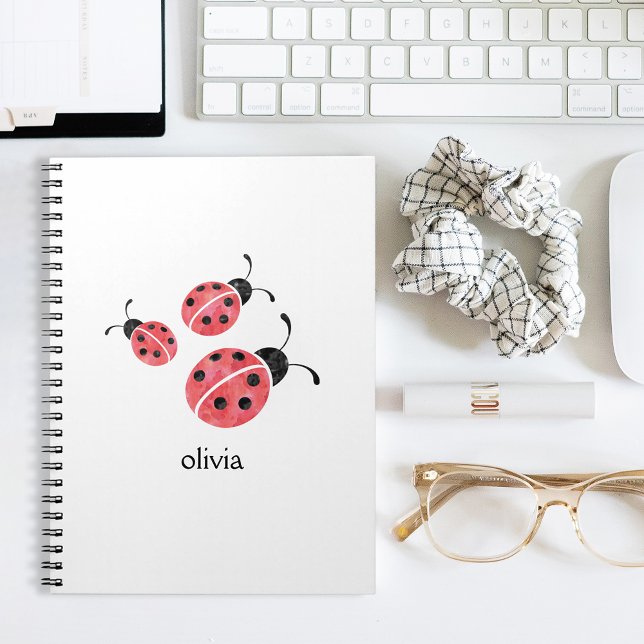 Watercolor Ladybug Personlig Spiral bärbar dator Anteckningsbok (Skapare uppladdad)