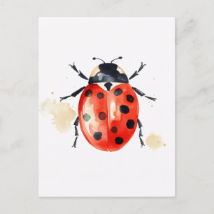 Watercolor Ladybug Vykort
