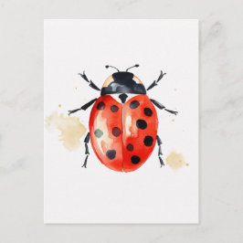Watercolor Ladybug Vykort
